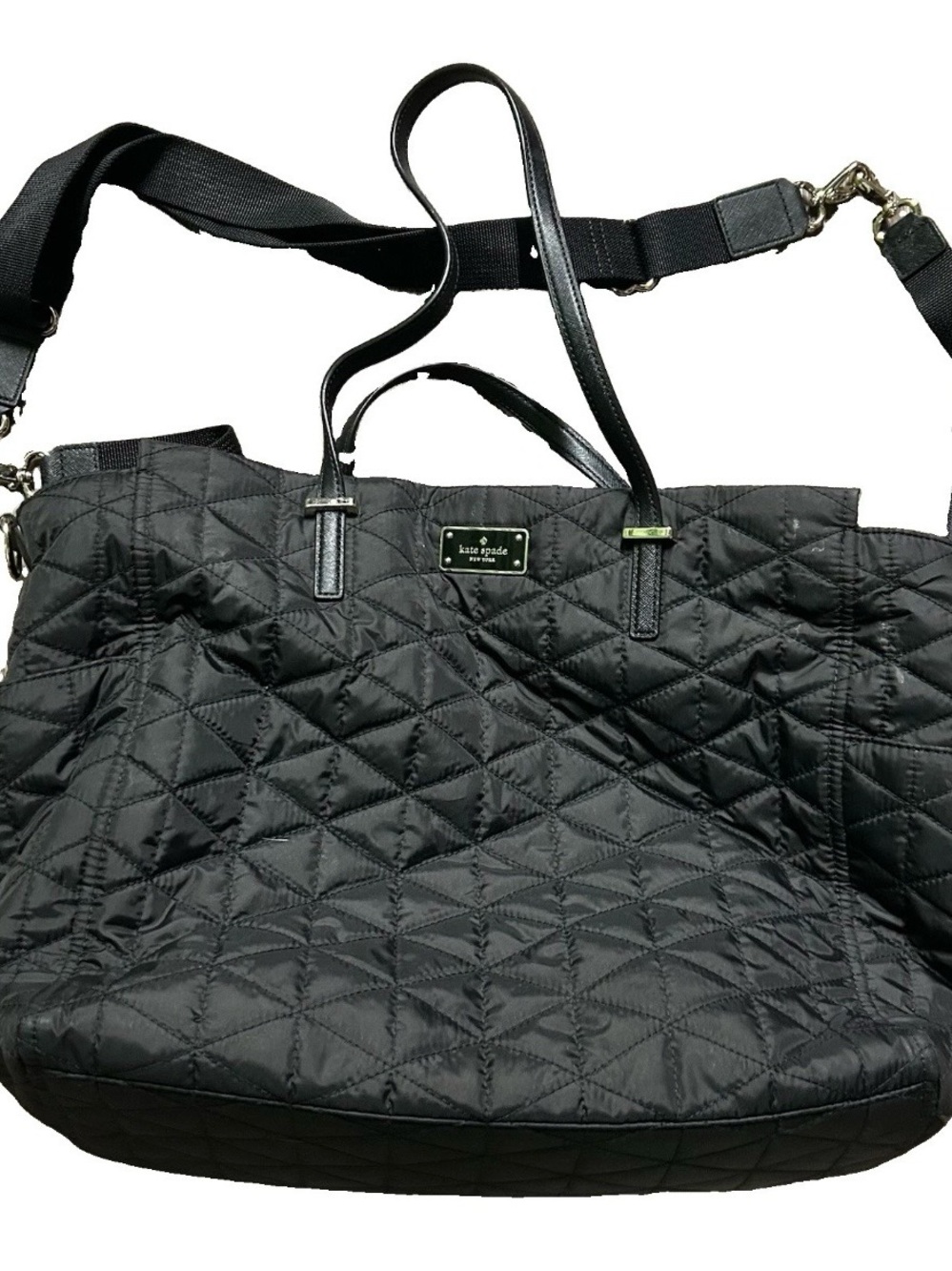 Kate Spade Black Quilted Tote Bag with Adjustable Strap